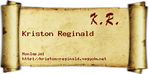 Kriston Reginald névjegykártya